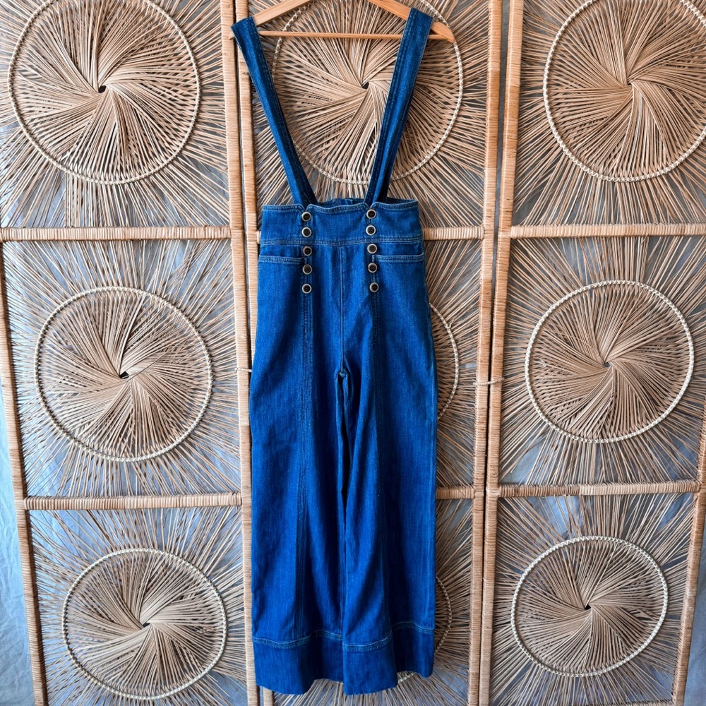 Pilcro and the Letterpress by Anthropologie Denim Wide Leg Retro Jeans w/ straps - Picture 3 of 10